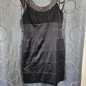 Minelli Black Pleated Tiered Mini Dress
